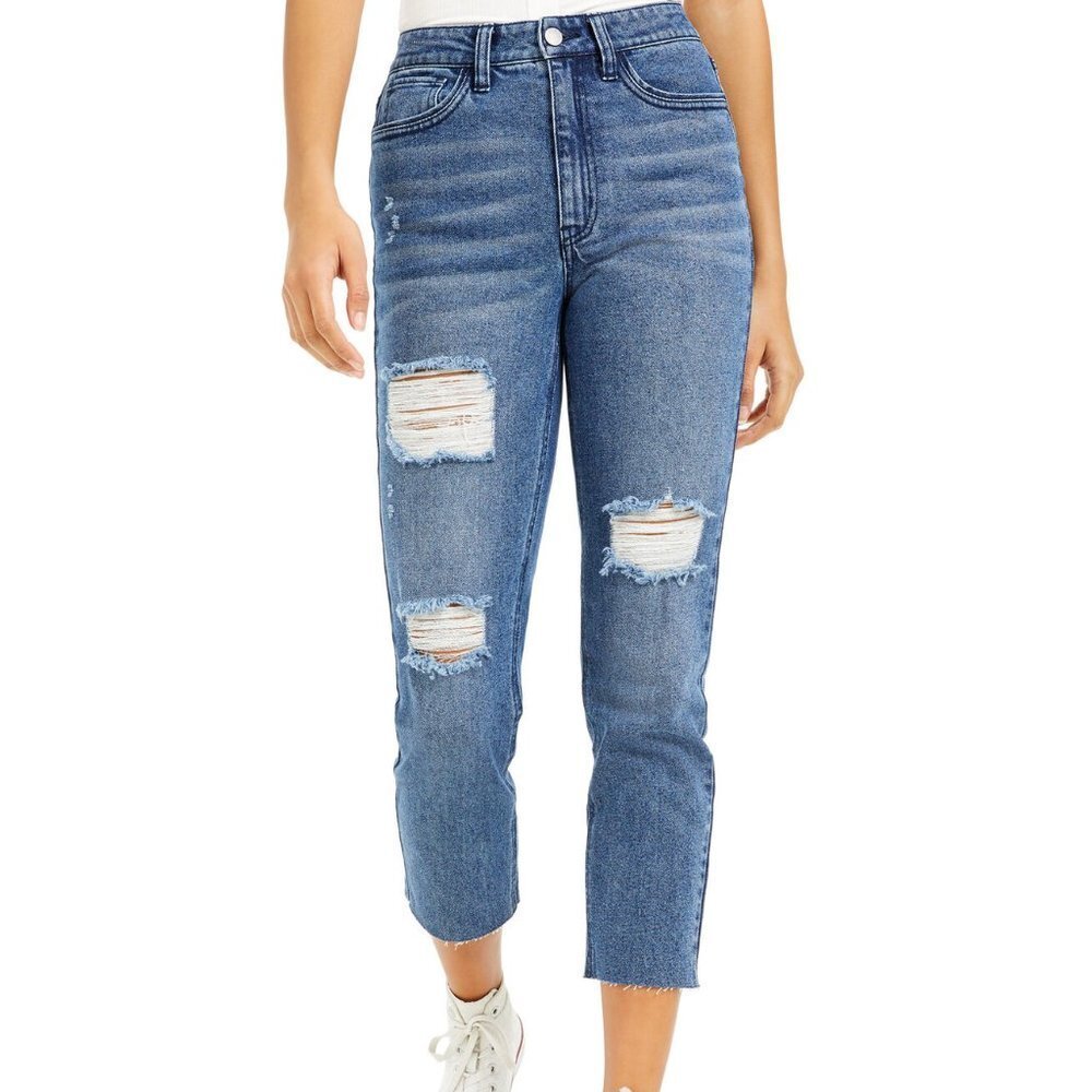 Tinseltown Women's Juniors' High Rise Cropped Jeans P6281